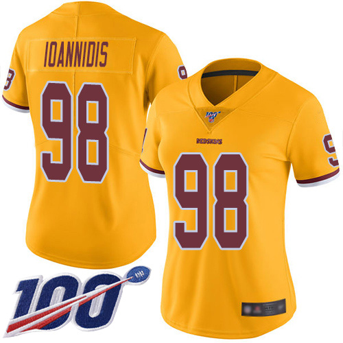Washington Redskins Limited Gold Women Matt Ioannidis Jersey NFL Football #98 100th Season Rush->washington redskins->NFL Jersey